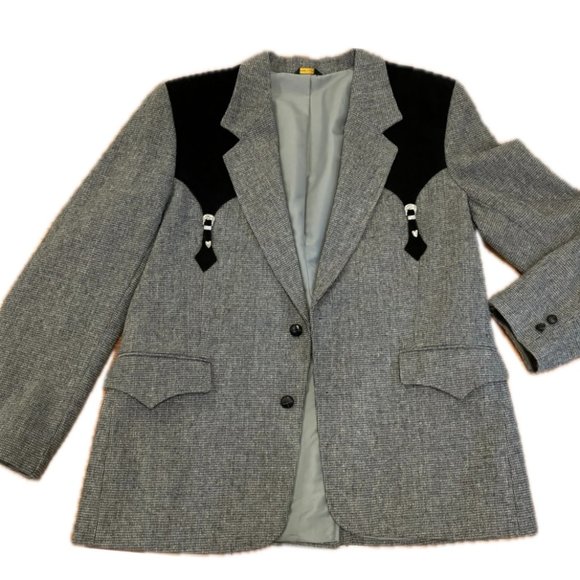 PIONEER Other - 80s COWBOY WESTERN PIONEER WEAR WOOL BLEND & SUEDE LINED BLAZER JACKET EUC 46